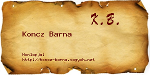 Koncz Barna névjegykártya